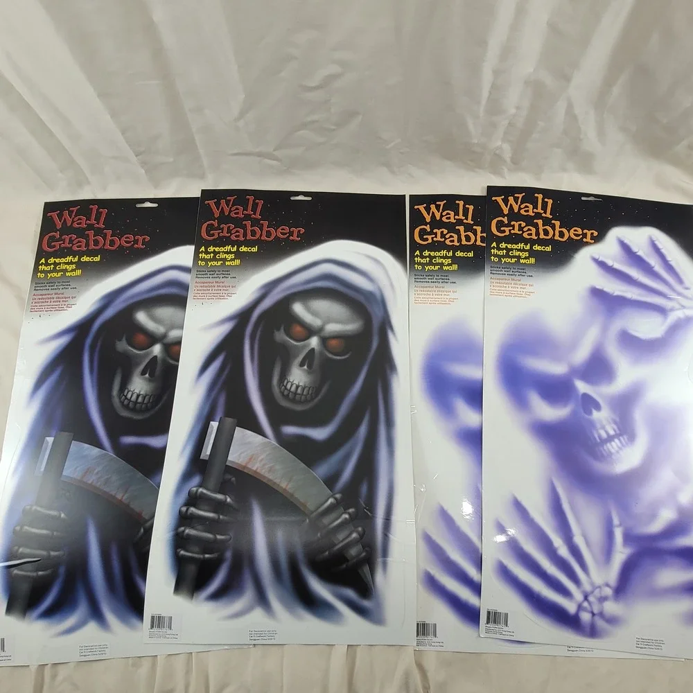 Wall Grabber Halloween Decals Grim Reaper Ghost 4 Pack Purple Black 2010